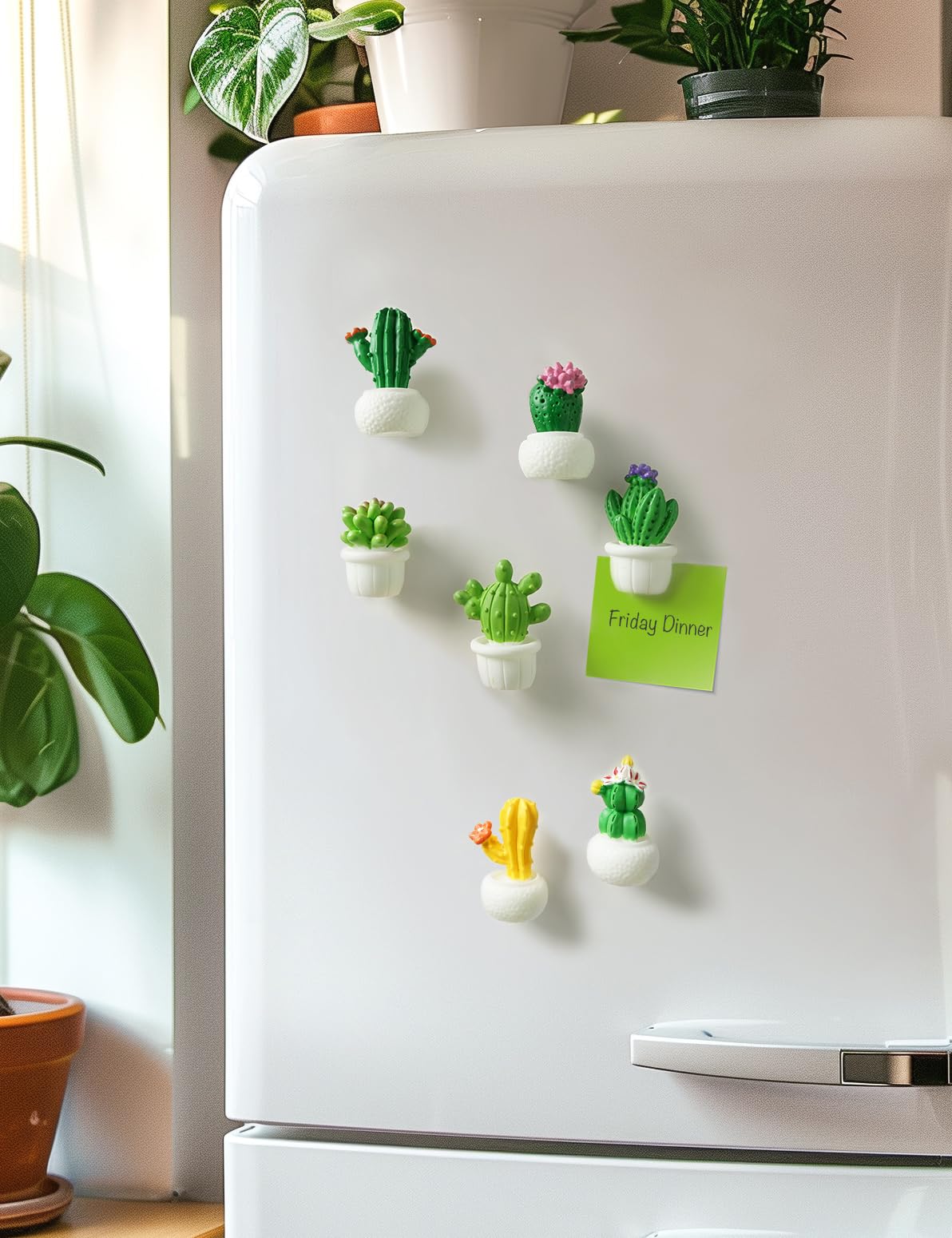 Zreal Cactus Fridge Magnets Cute Refrigerator Magnets 3D Plant Decorative Magnets for Office Kitchen Locker,12 PCS