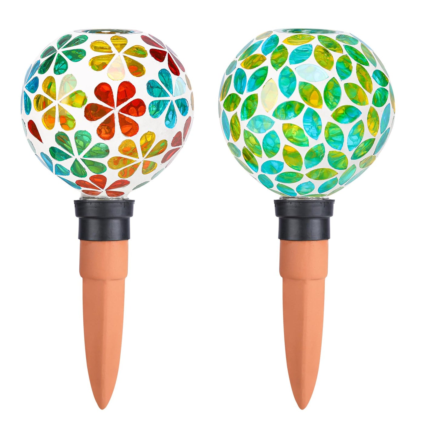 Chonsun Plant Watering Globes Mosaic Self Watering Spikes 2 Pack Large Self Watering Planter Insert Automatic Watering Device Outdoor Indoor Decoration