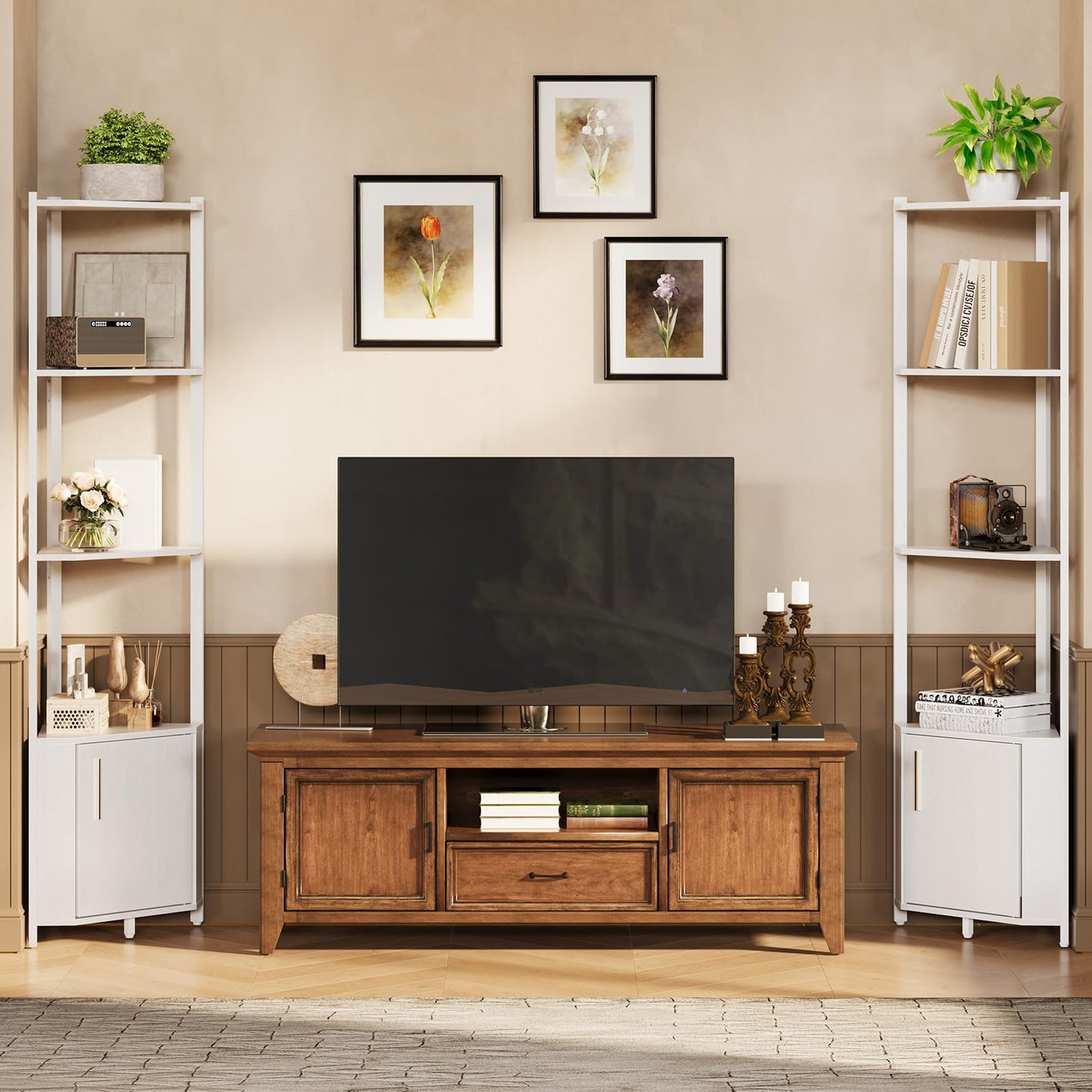 TrailBlaze 5-Tier Industrial Corner Bookshelf, Corner Storage Stand, Plant Stand Display Shelf, Easy Assembly Bookcase for Bedroom, Living Room, Home Office