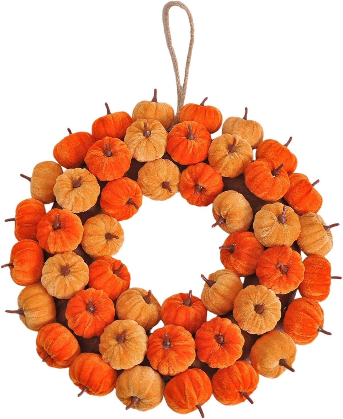 Thanksgiving Pumpkin Wreath Artificial Fall Harvest Wreath Autumn Hanging Garland for Thanksgiving Festival Holiday Window Party Decor