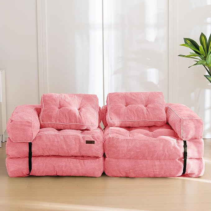 MAXYOYO Folding Sofa Bed, L-Shaped Convertible Sofa Bed