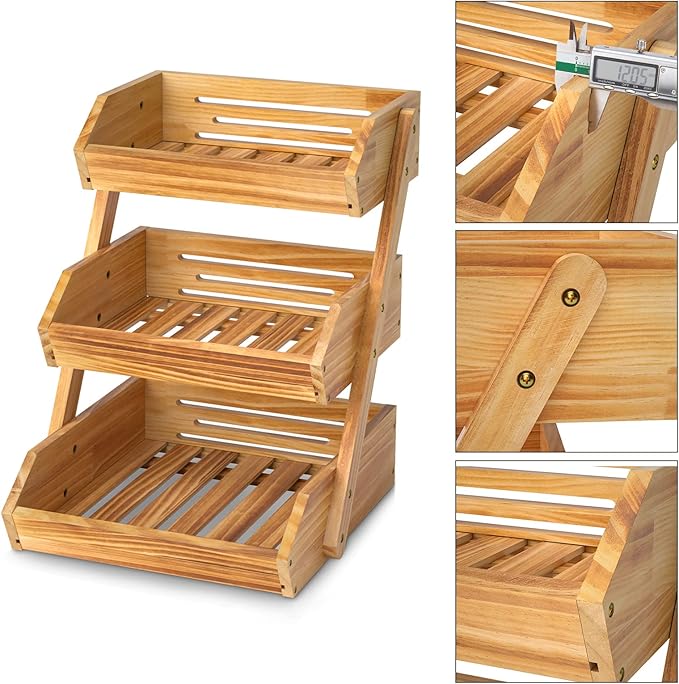 Merysen 3 Tier Wooden Fruit Basket