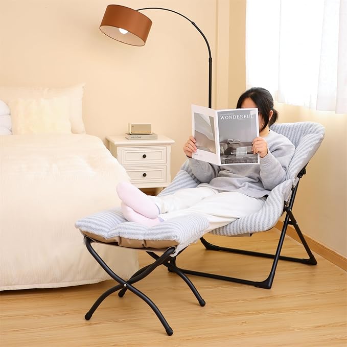 Comfy Saucer Chair for Adults, Soft Faux Fur Bedroom Chair, Accent Dorm Chairs