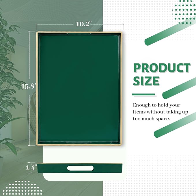 MAONAME Dark Green Decorative Tray, Serving Tray
