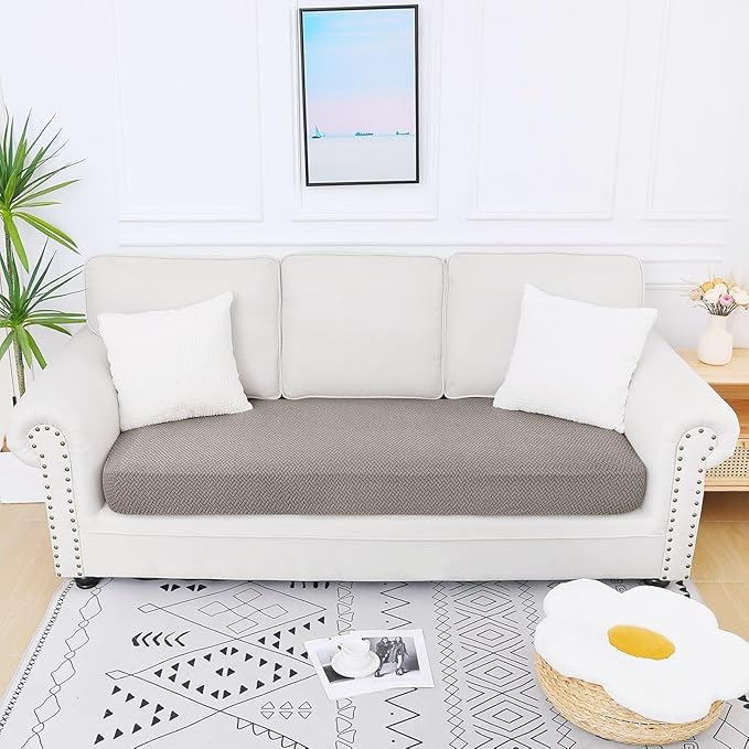 Smiry Waterproof Couch Cushion Covers, Stretch Jacquard Thick Sofa Cushion