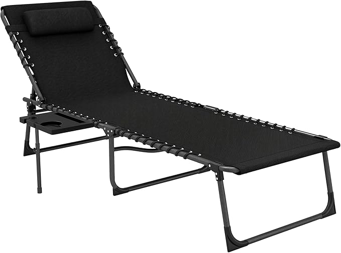 Outsunny Folding Chaise Lounge Chair Outdoor Tanning Chair