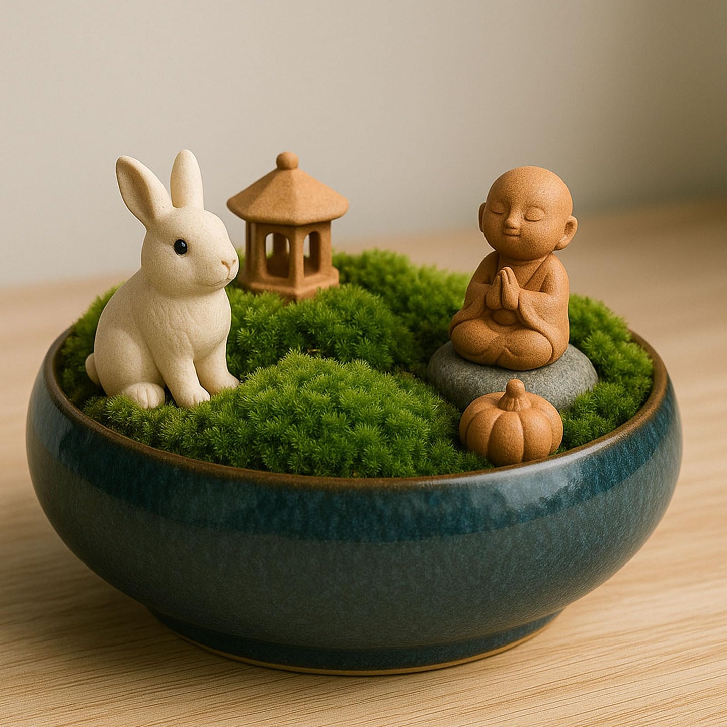 Oncpcare Lotus Bowl Planter – Ceramic Water Plant Pot Sacred Bonsai Bowl Lotus Flower, Shallow Glazed Vase for Lotus Seeds, Bonsai, Succulents, Hydroponic Plants (Blue)