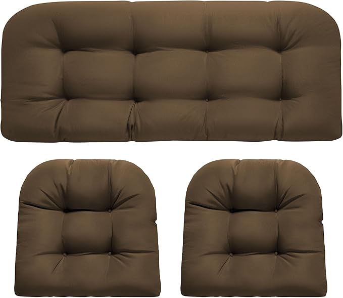 DANGHOOGY Wicker Chair Cushions, Waterproof Outdoor Loveseat Cushions