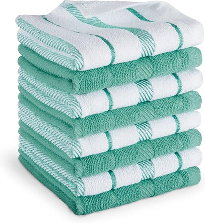 KitchenAid Albany Dishcloth 8 Pack Set, Aqua Sky/White
