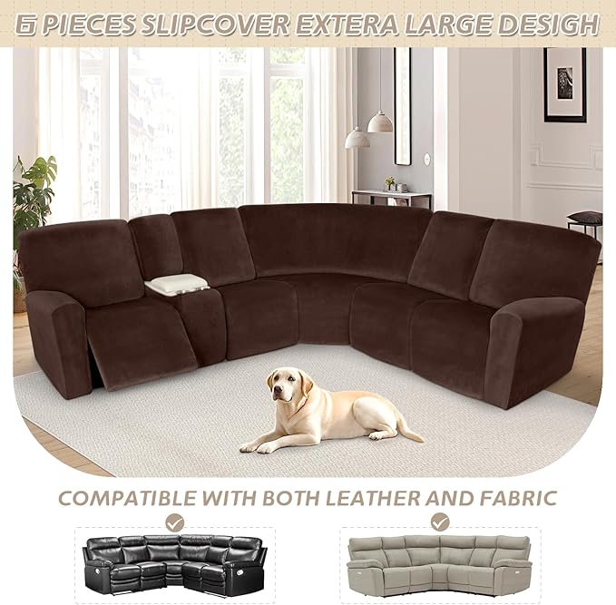 Arfntevss Sectional Recliner Couch Covers Velvet Washable Corner Sectional Sofa