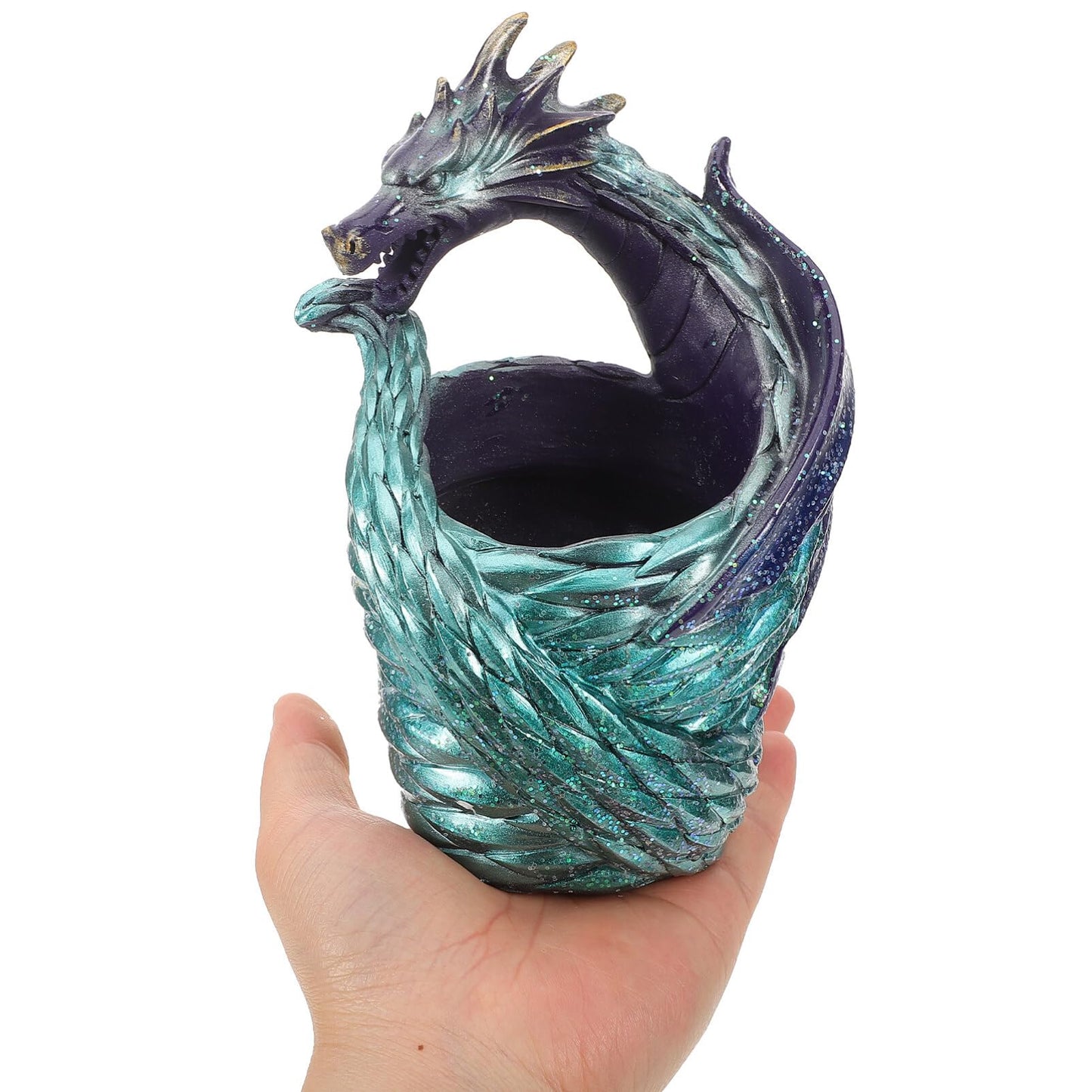 HANABASS Dragon-Shaped Resin Planter for Succulents Small Plants Decorative Pot for Home Office Desktop Garden Decoration 3.15X4.72X3.15 Inches