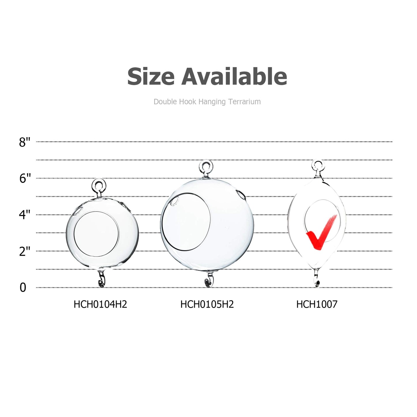 WGVI WGV Hanging Terrarium, Width 3.5", Height 7", Oblong, Double Hook, DIY Air Succulent Planter, Clear Glass Vase Orb, Candle Holder for Windowsill Outdoor Garden Decor, 1 Piece