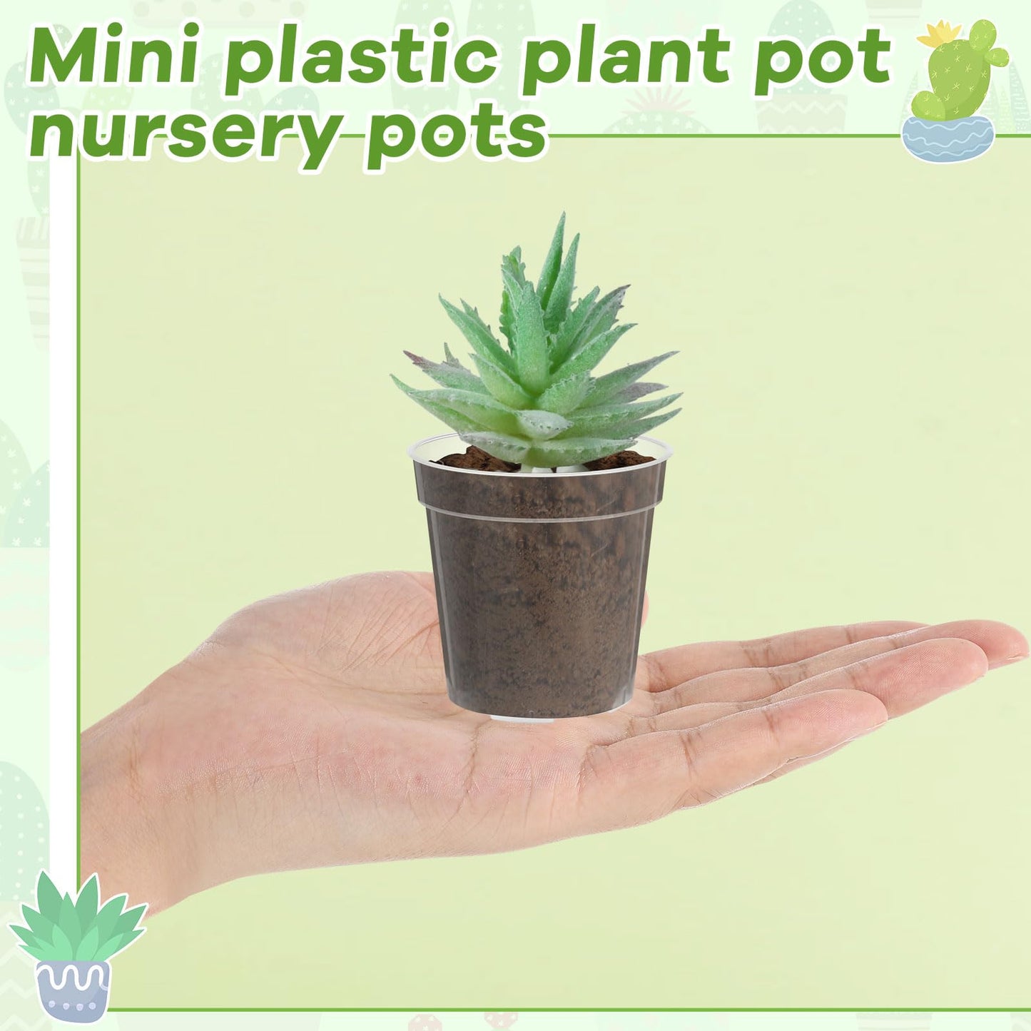 Yaomiao 80 Pcs 3 Inch Clear Mini Plastic Plant Pot Nursery Seedling Pots Seed Starter with Drainage Holes for Indoor Outdoor Garden Succulent Plants Cuttings Transplanting
