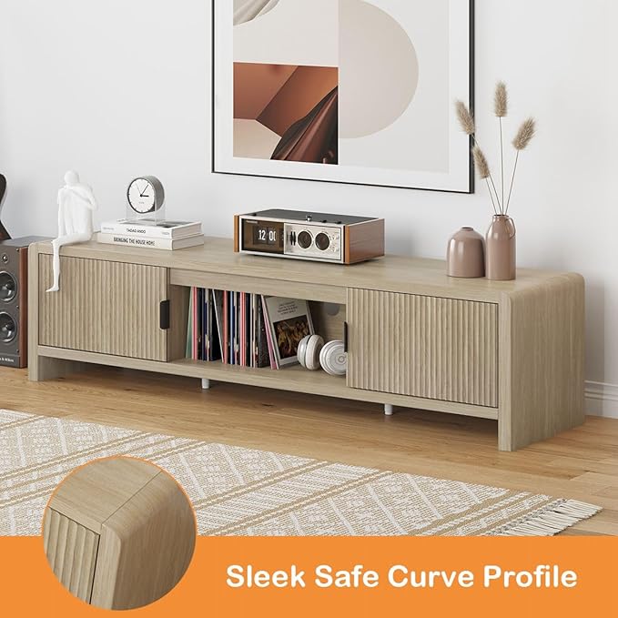 FATORRI TV Stand for TVs up to 75/65/55 Inch, Wood Entertainment Center