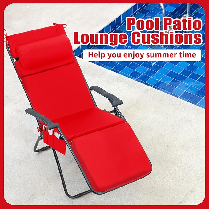 Wenqik 2 Pcs Outdoor Chaise Lounge Cushion