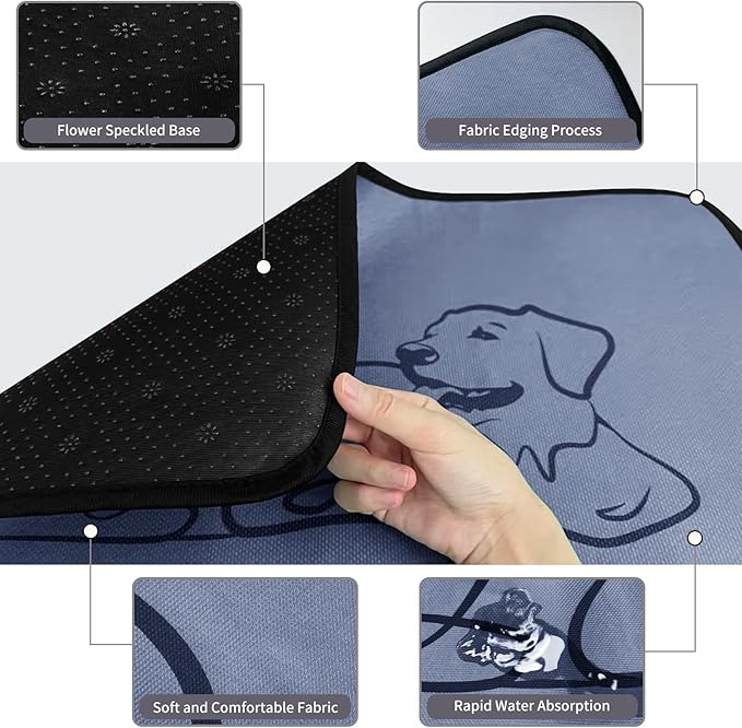 2 Pack Washable Pee Pads for Dogs 36"x51", Reusable Training Puppypads Absorbency Non-Slip & Leak-Proof for Pet Whelping Box Playpen Crate Sofa Bed Floors (Gray)