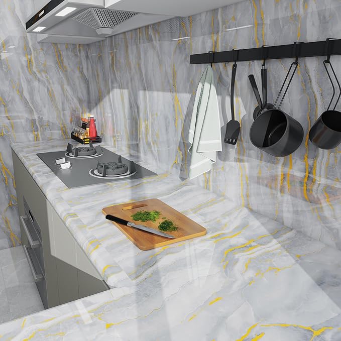 White Gold Marble Contact Paper