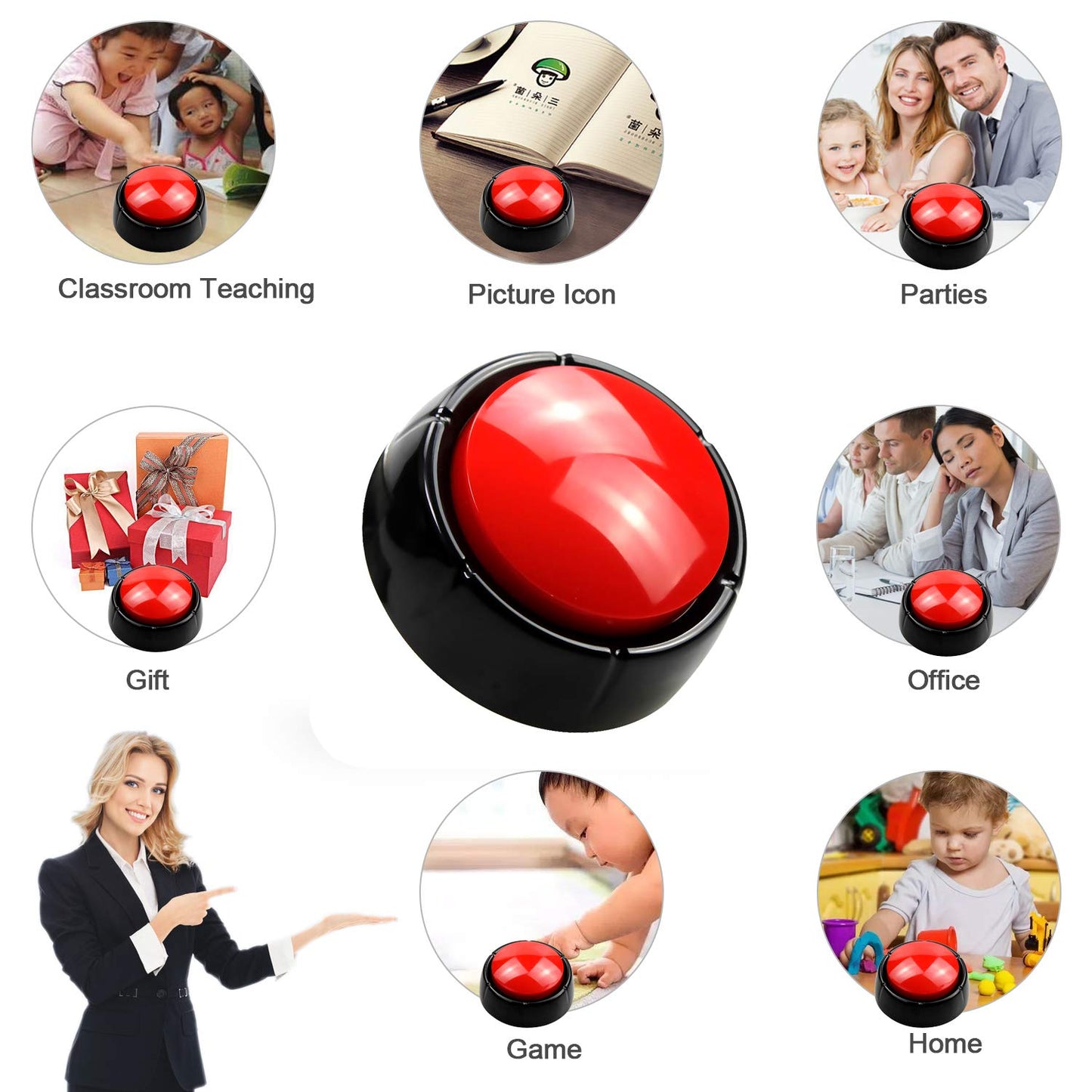 Record Talking Button Pet Button Easy Button Sound Button Recordable Button, 30 Seconds Dog Training BuzzerTalking Button Office Desk Gag Gift