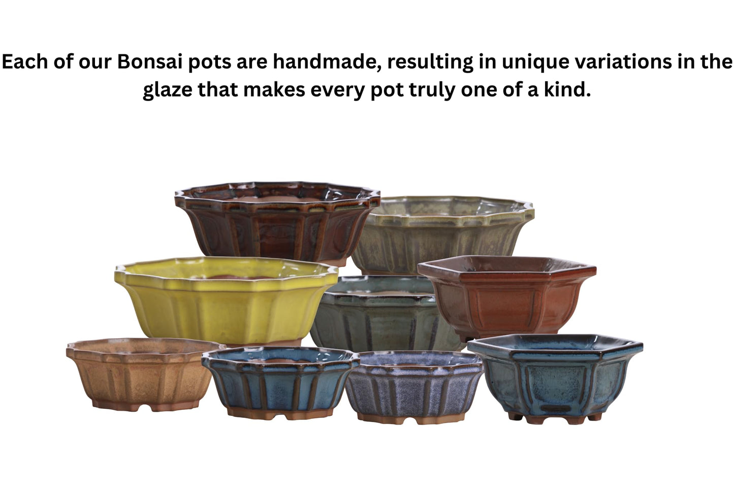 Willow Bonsai Ceramics Flower Design Bonsai Pot, 4.5inch Diameter, Plant Container, Succulant Pot, High Fired Ceramic Stoneware, Frost Proof, Handmade (Seaweed 2023)