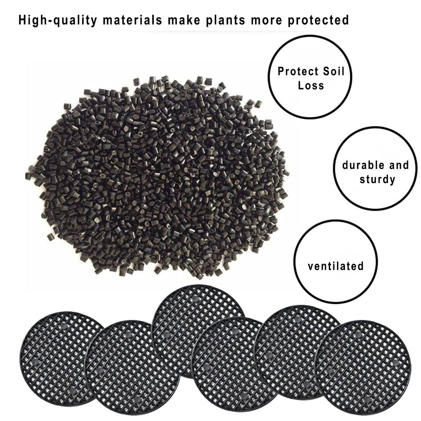 zhongjuekj, Plastic Round Bonsai Pot Mesh Pad, 3 Styles, 120PCS, Black, Outdoor, Drainage, Garden Pots