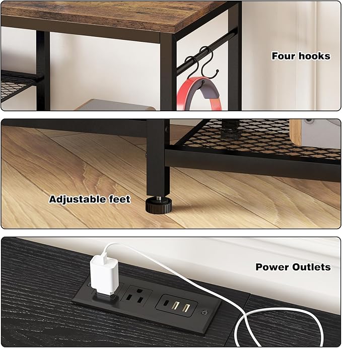 YGEOMER TV Stand for Tvs Up to 55 Inch, Entertainment Center