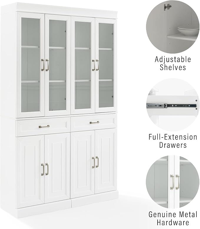 Crosley Furniture Stanton 2-Piece Glass Door Kitchen Storage Pantry Cabinet