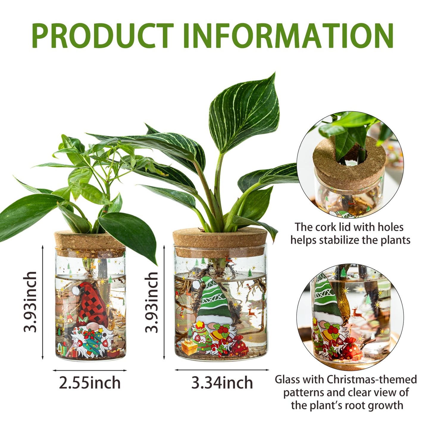 Christmas Vase, Christmas Themed Propagation Stations, Glass Propagation Vases for Plants, Cuttings, Desktop Planter Vase for Home & Office Decor, Set of 6 (3 Large & 3 Small)
