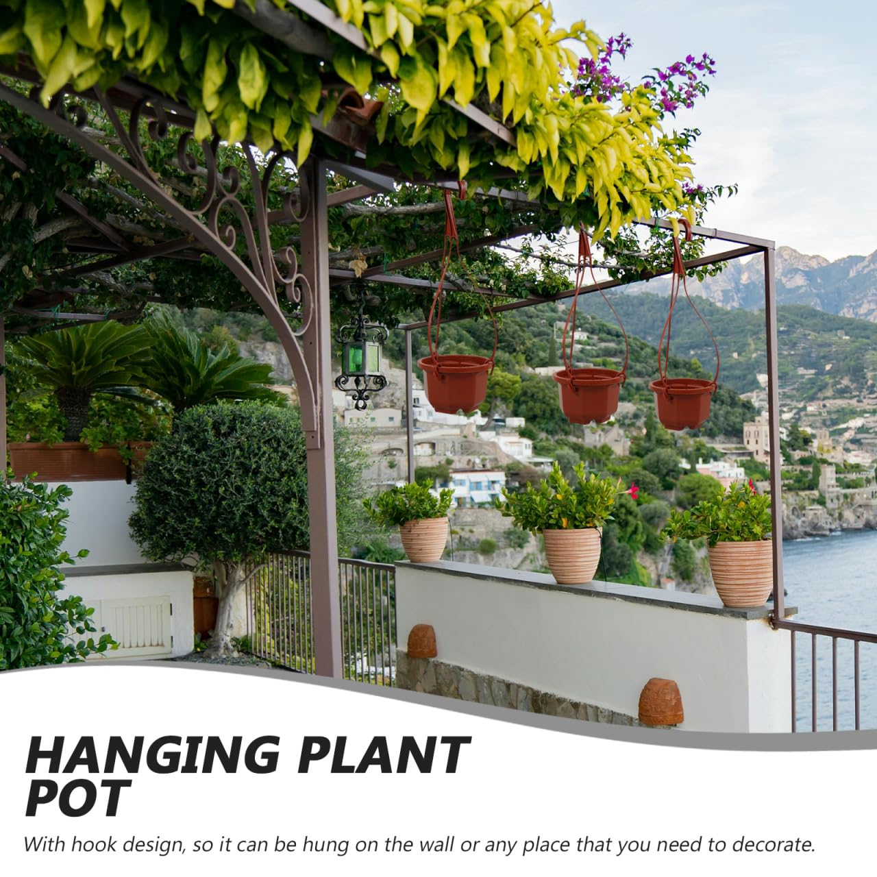 YARNOW 10 Pack Plastic Hanging Planters with Drainage Holes & Chains, 3.5 Inch Hanging Pots for Plants Indoor Balcony Garden Patio