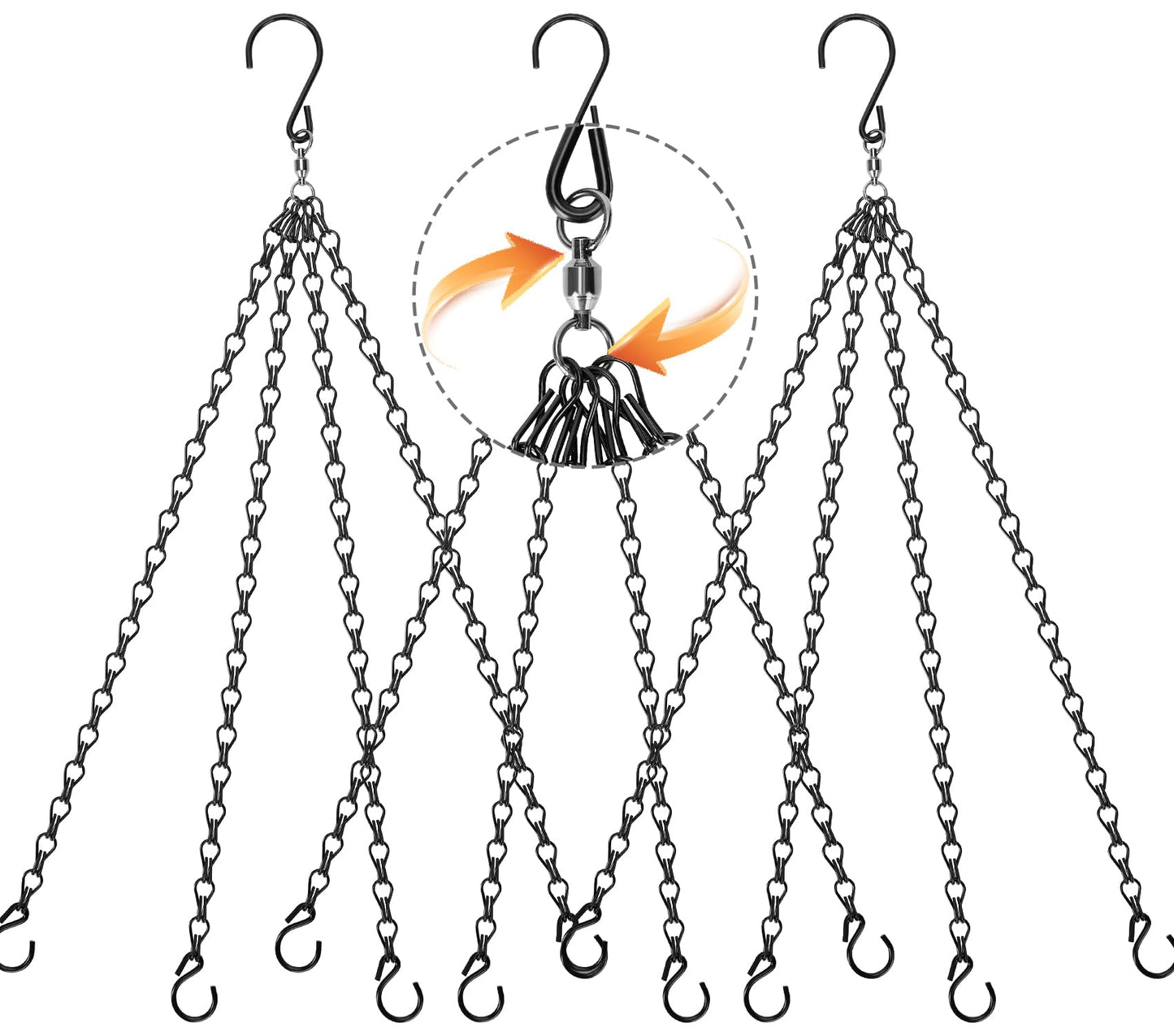 Heybe 16 inch Hanging Basket Chains 4 Point,3 Pack Thicker Chain for Hanging Plants 4 Lead, Hanging Planter Chain 4 Hooks (16 Inch-4 Point-Swivel)