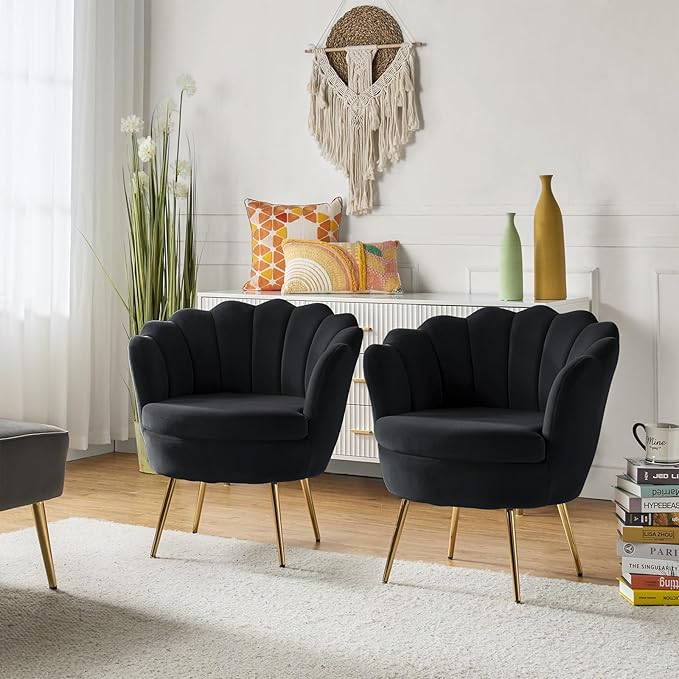 HULALA HOME Modern Velvet Accent Chairs Set of 2