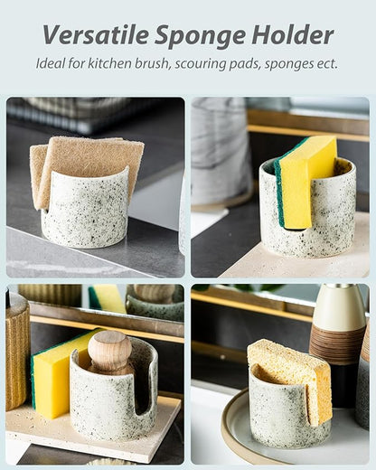 Kitchen Sink Sponge Holder, Dish Sponge Rack Ceramic Brush Holder Farmhouse
