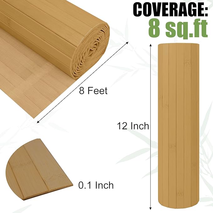 2 Pack Bamboo Wall Panel for Interior Wall Decor, Renewable Pole Wrap