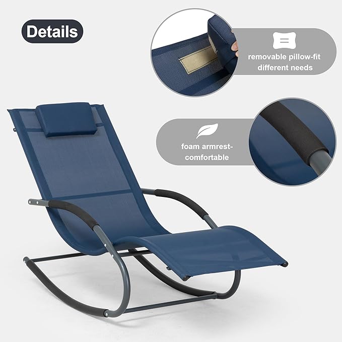 Outdoor Lounge Chair with Pillow, Chaise Lounge Chair