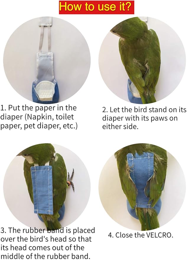 Bird Clothes Parrot Diapers Bird Flight Suits, Reusable Waterproof Diapers pet Bird Supplies (5XL)
