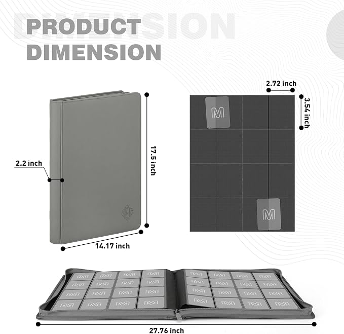 Premium Card Binder 16 Pocket,Trading Card Binder Holds up to 1000+Cards Sturdy Card Collection Album, Card Holder Folders for MTG, TCG, Game Cards & Sports Cards