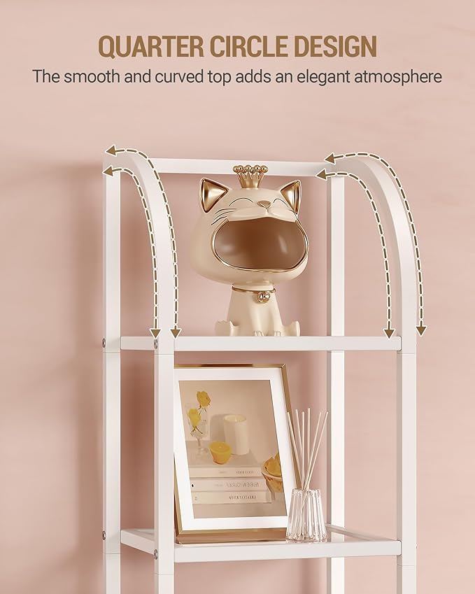 Hzuaneri Bookcase Bookshelf, Tempered Glass Arched Bookshelf