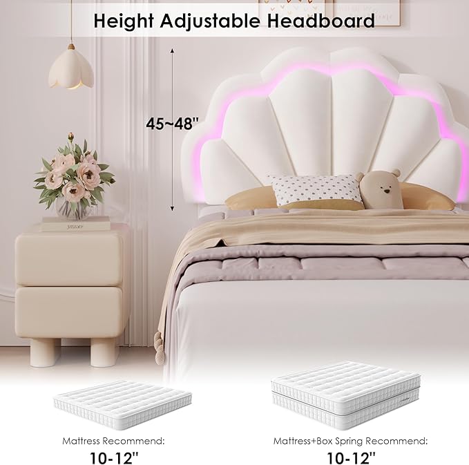 HIFIT Twin Upholstered Smart LED Bed Frame