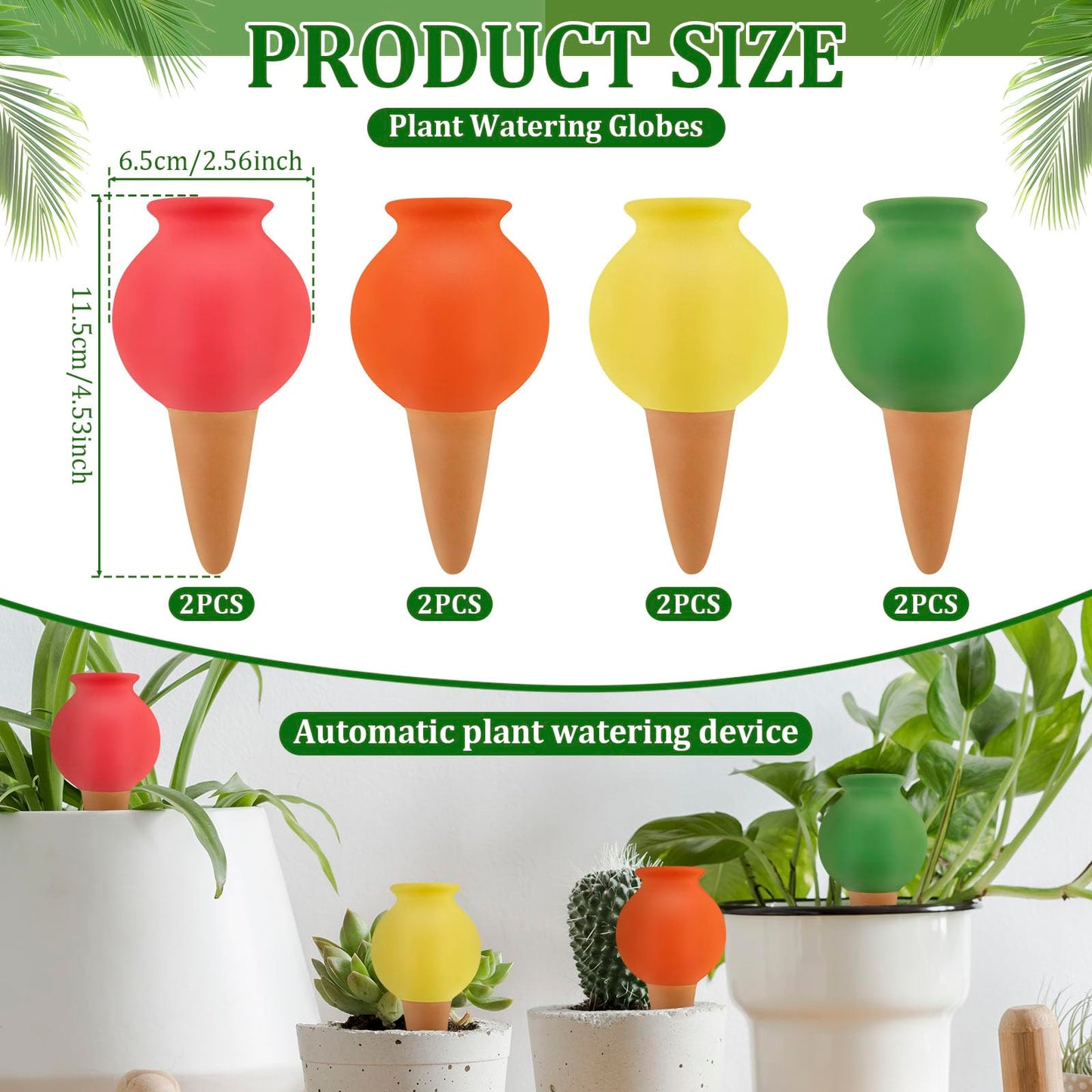KOUISYY 8PCS Terracotta Watering Spikes, Self Watering Planter Insert Irrigation Dripper, Automatic Watering Devices, Watering Globes for Indoor Outdoor Garden Office Potted