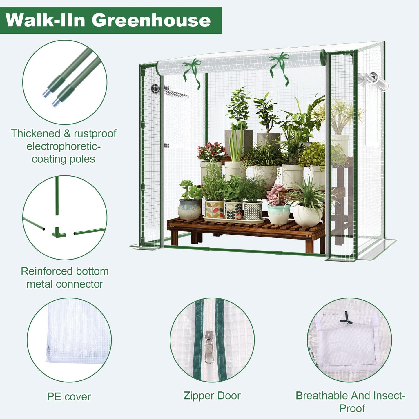 Mini Greenhouse, 47.2”(L) x31.5”(W) x47.2”(H) Greenhouses for Outdoors and Indoor, Durable Green House Kit with Window, Thicken PE Cover, Clear Mini Portable Garden Plant Green House