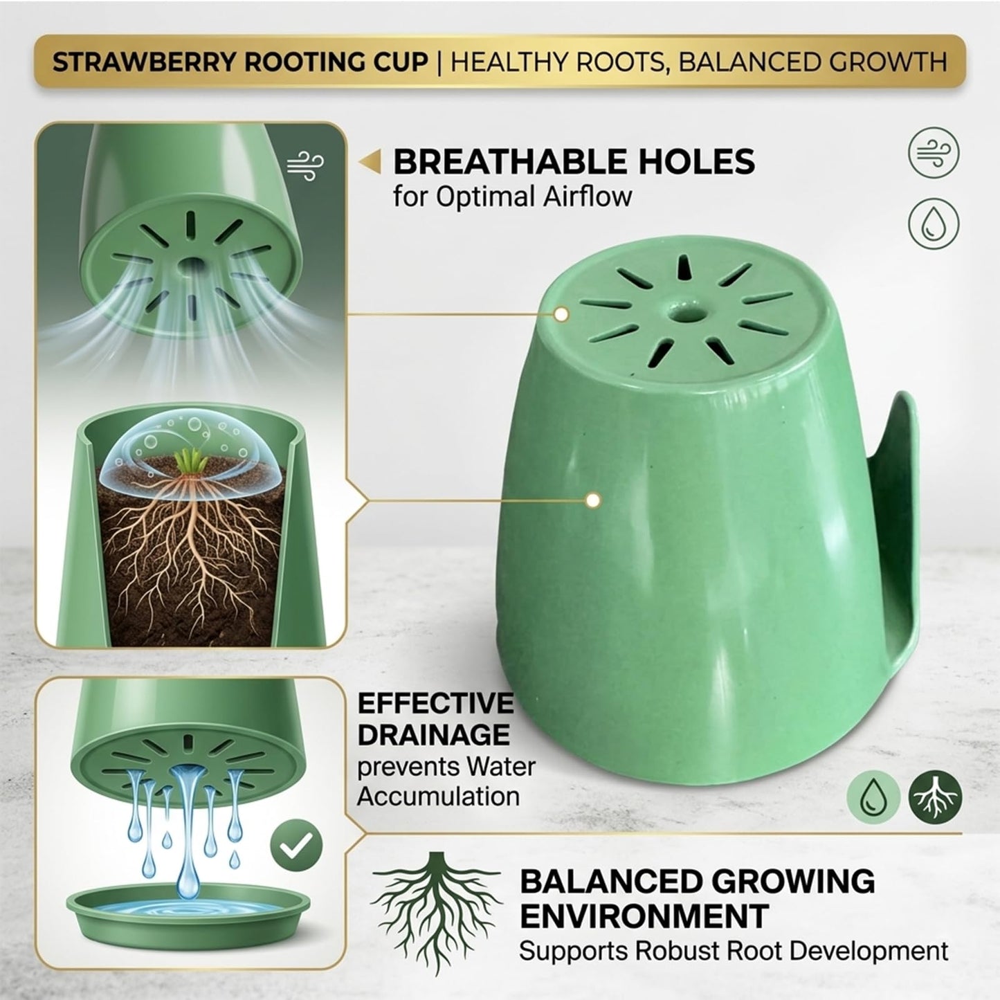 Strawberry Propagation Cups, Reusable Plastic Bare Root Growing Pots Hanging Transplant, 10 Cups & 20 Clips Set for Home Balcony Yard Growers (Small,10pcs)