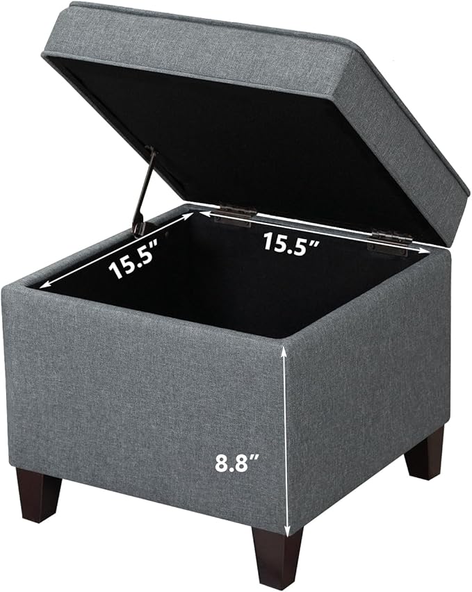 Adeco Chest and Footrest-Square Seat Storage Bench Ottoman