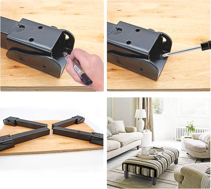 4Pcs Folding Table Furniture Legs 5.5 Inch, Heavy Duty Metal Hairpin Table Legs