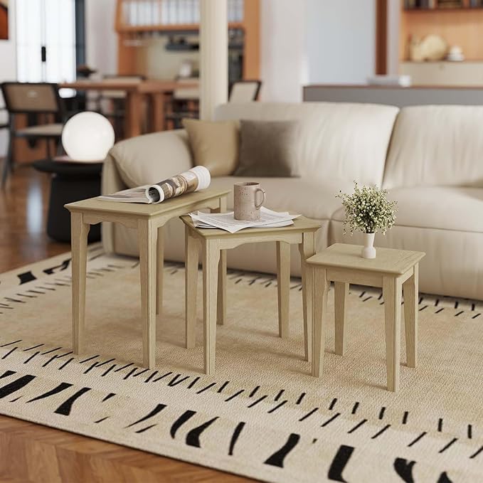 Kmax Nesting Tables Set of 3, Small Sofa Side Table Rustic Stacking End Table