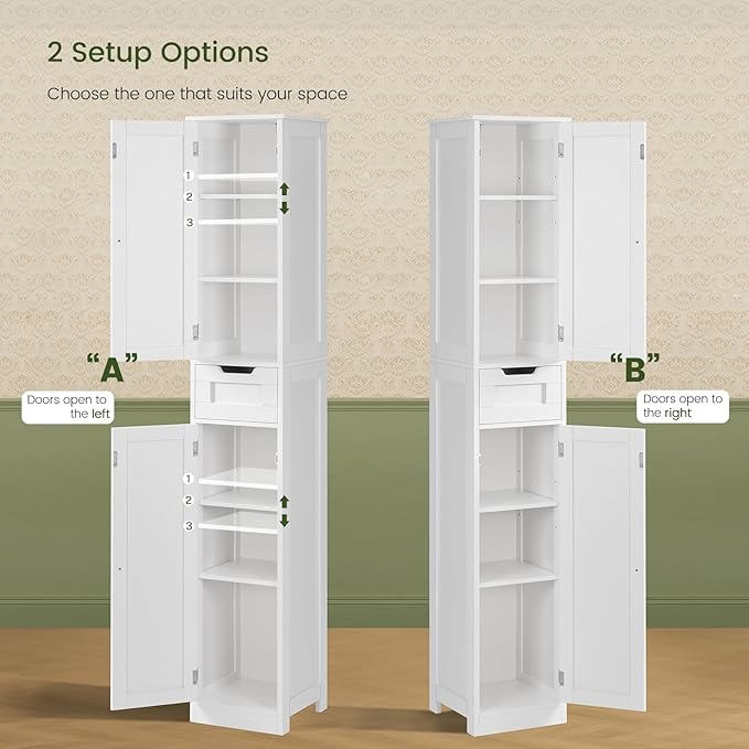 Iwell Tall Bathroom Cabinet, Slim Narrow Bathroom Storage Cabinet
