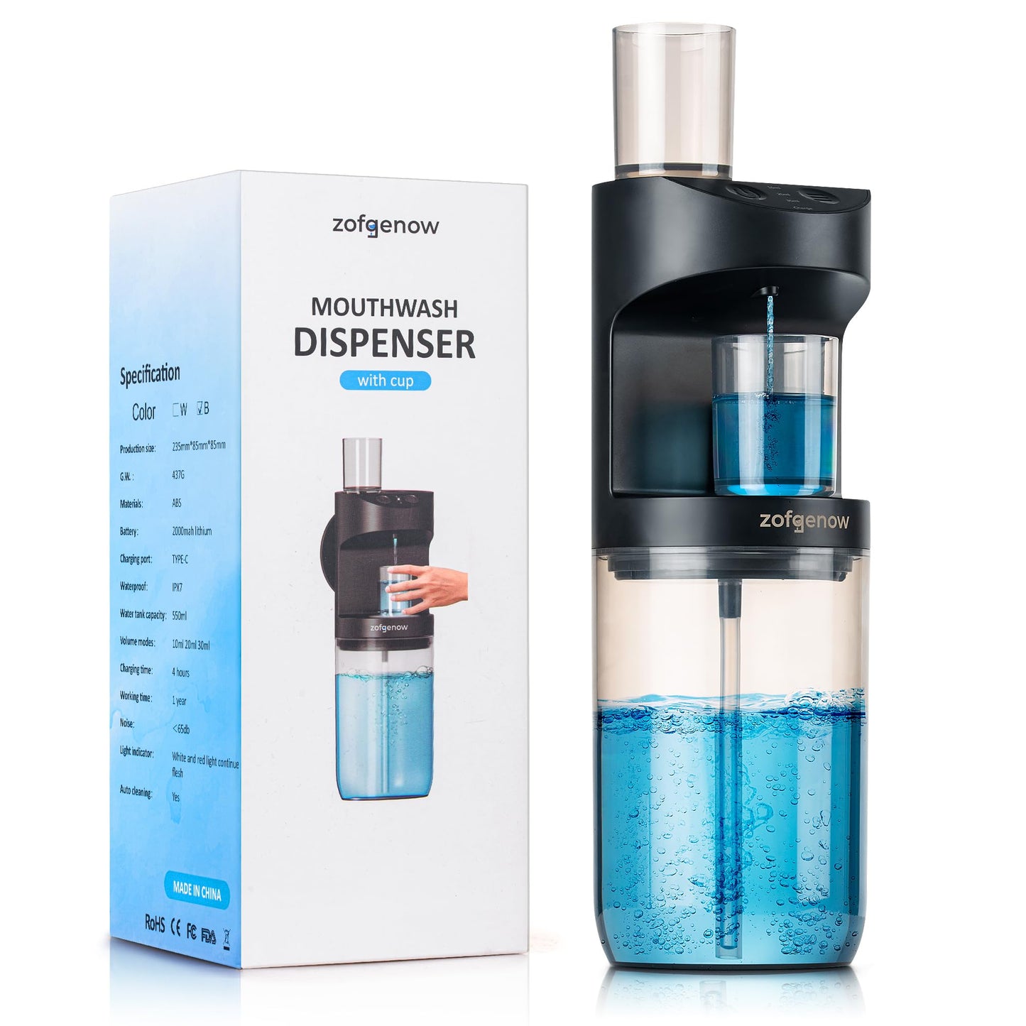 ZOFGENOW Automatic Mouthwash Dispenser for Bathroom,Bathroom Accessories 19.4 Fl Oz Dispensers with Magnetic Cups,Wall Mounted Dispenser,Suitable for All Age Groups,Black