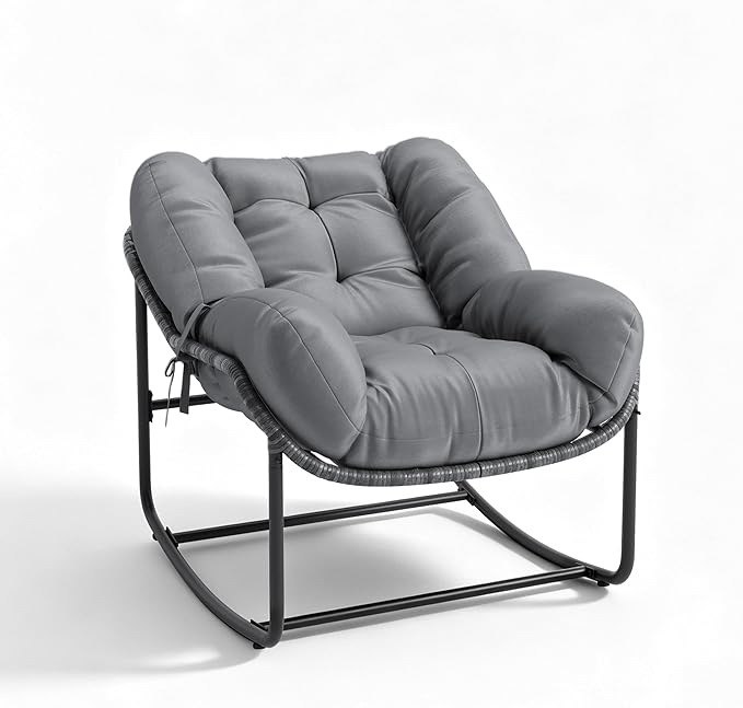 GarveeLife Outdoor Lazy Rocking Chair, Single Metal Rocker