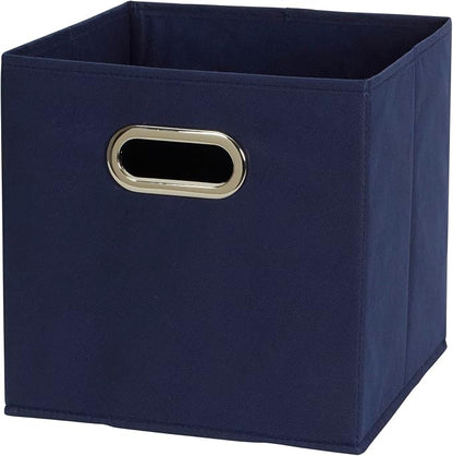 Household Essentials 81-1 Foldable Fabric Storage Bins | Set of 6 Cubby Cubes with Handles | Navy Blue, 6 lbs (Pack of 6)