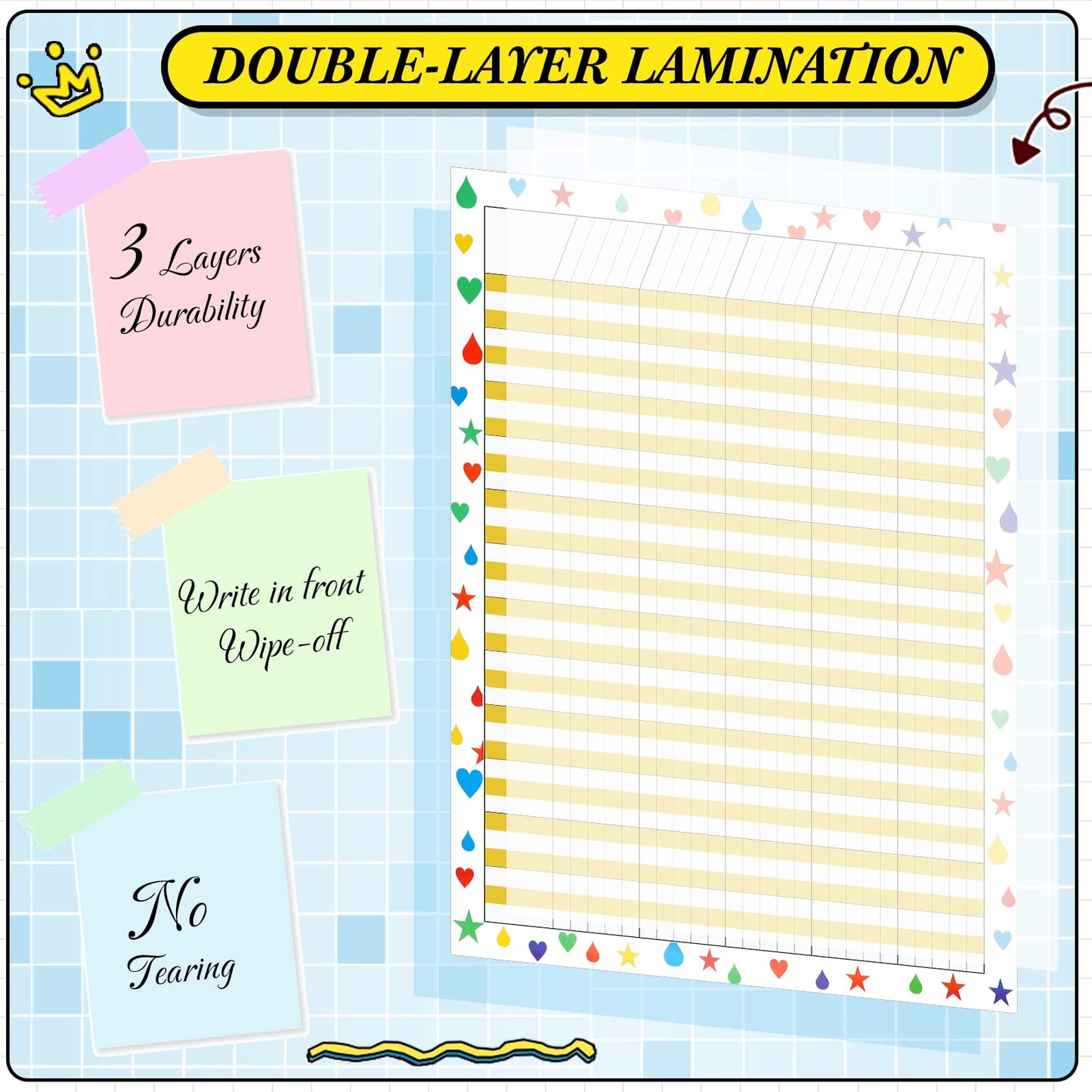 Ctosree 12 Pcs 17"x 22" Incentive Chart Multicolor Laminated Dry Erase Reward Chores Chart with 5 Pcs Reward Sticker(Cute Style,White Background)