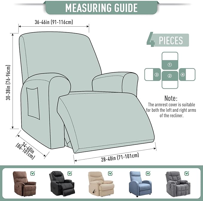 TAOCOCO Oversized Recliner Chair Covers, 1 Seater Streach Recliner Covers Soft