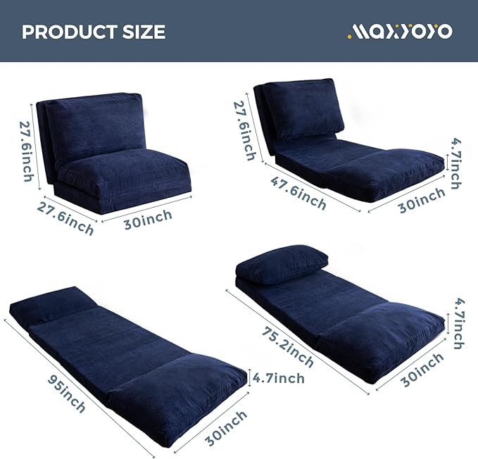 MAXYOYO Folding Sofa Bed, Floor Sofa Convertible Sleeper Chair